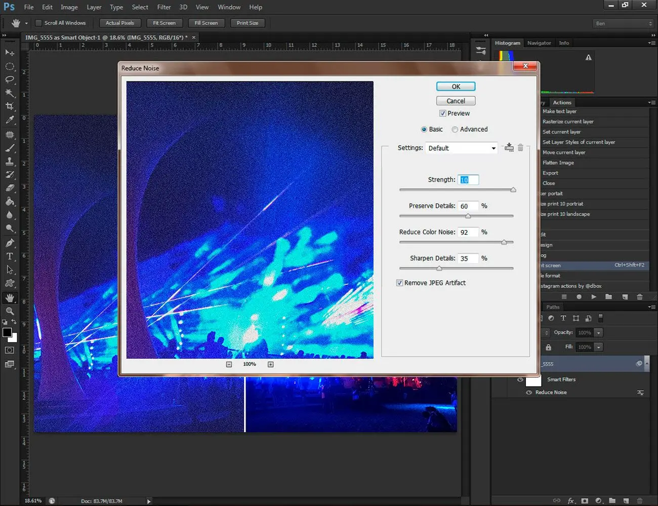 Buang bunyi dalam adobe photoshop.