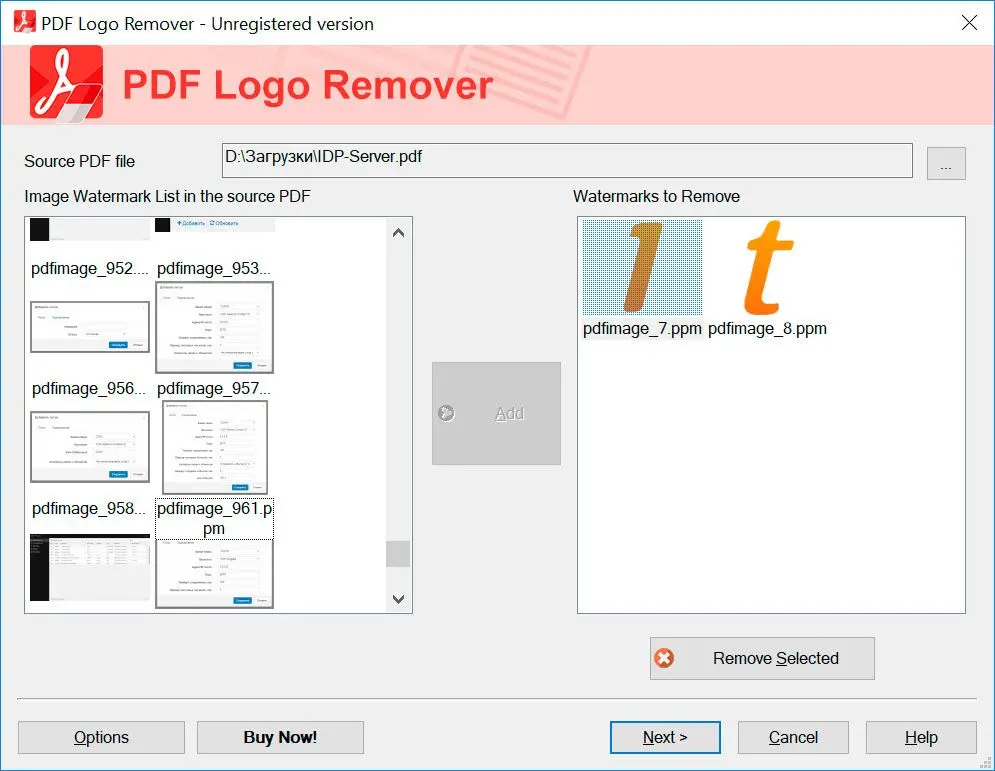 Buang watermark dari PDF.