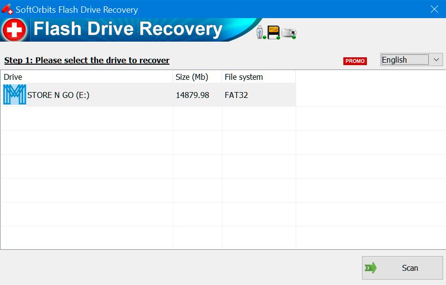 SoftOrbits Flash Drive Recovery Tangkapan skrin.